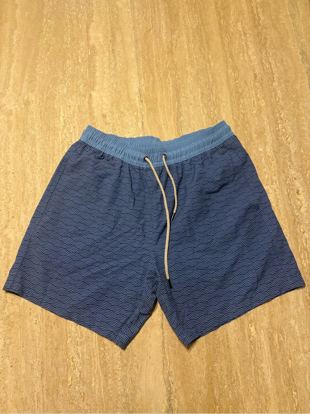 Fair Harbor The Anchor Swim Trunks Mens XL Blue Print BreezeKnit Liner Short